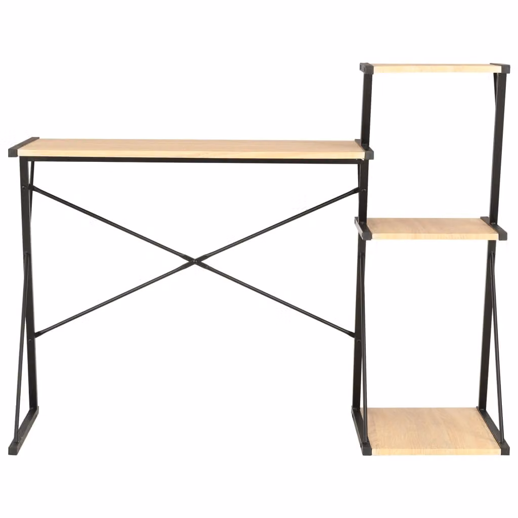 Scrivania con ripiano nero e rovere 116×50×93 cm