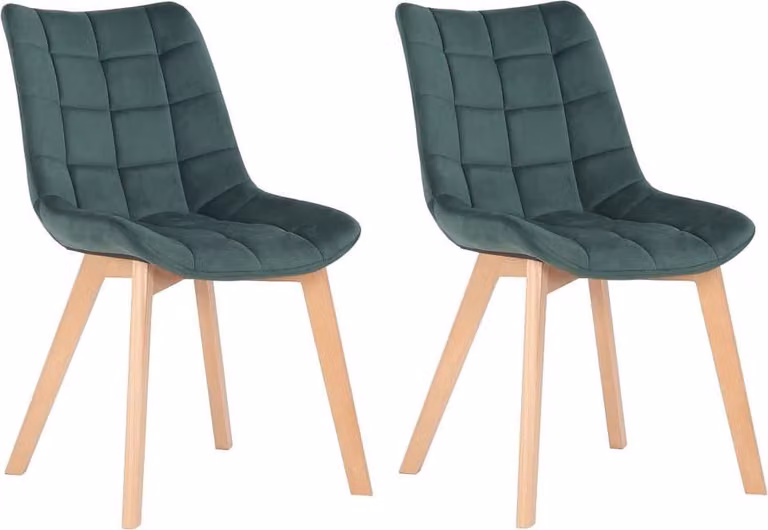 set di 2 sedie da pranzo in velluto - sedie da cucina - imbottitura confortevole | colore: verde