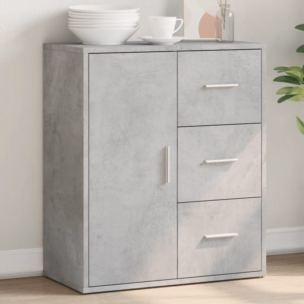 Credenza moderna vidaXL in legno e MDF Grigio, sospesa a parete, L: 60 cm, P: 31 cm, H: 70 cm