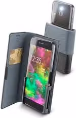 Custodia universale Cellularline Slide&Click effetto pelle, Nero – 1