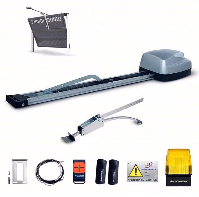 Kit Automazione Garage Box Dieffematic Uniko 100kg 24V con Accessori per Porta Basculante Contrappesi in Plastica e Alluminio Nero e Grigio