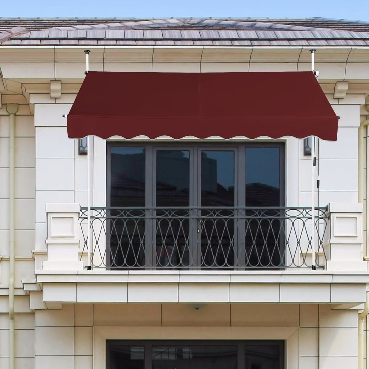 Tenda da sole retrattile e telescopica Costway con manovra a manovella e bracci pieghevoli in alluminio, impermeabile e resistente ai raggi UV, colore rosso