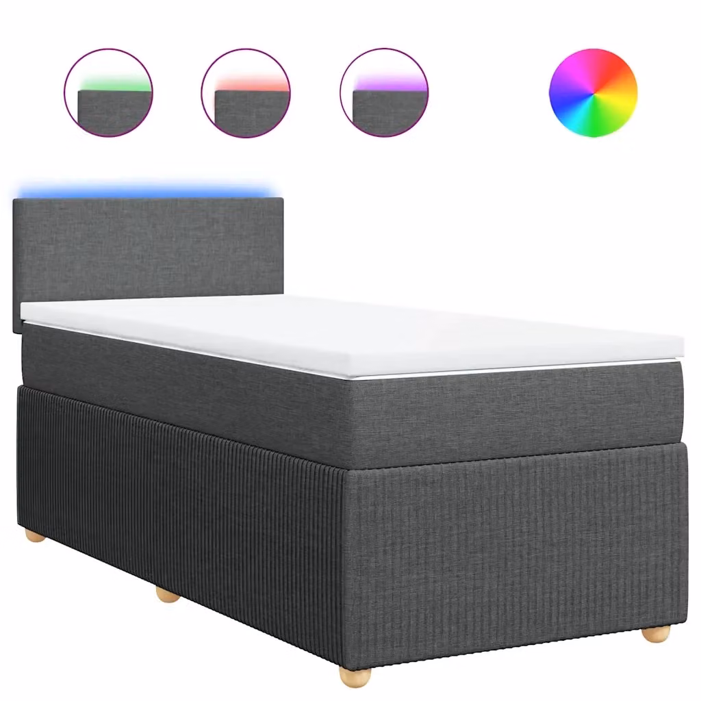 vidaXL Letto a Molle Ibrido con Materasso in Tessuto Grigio e Bianco L/P/H: 90 x 200 cm – 2