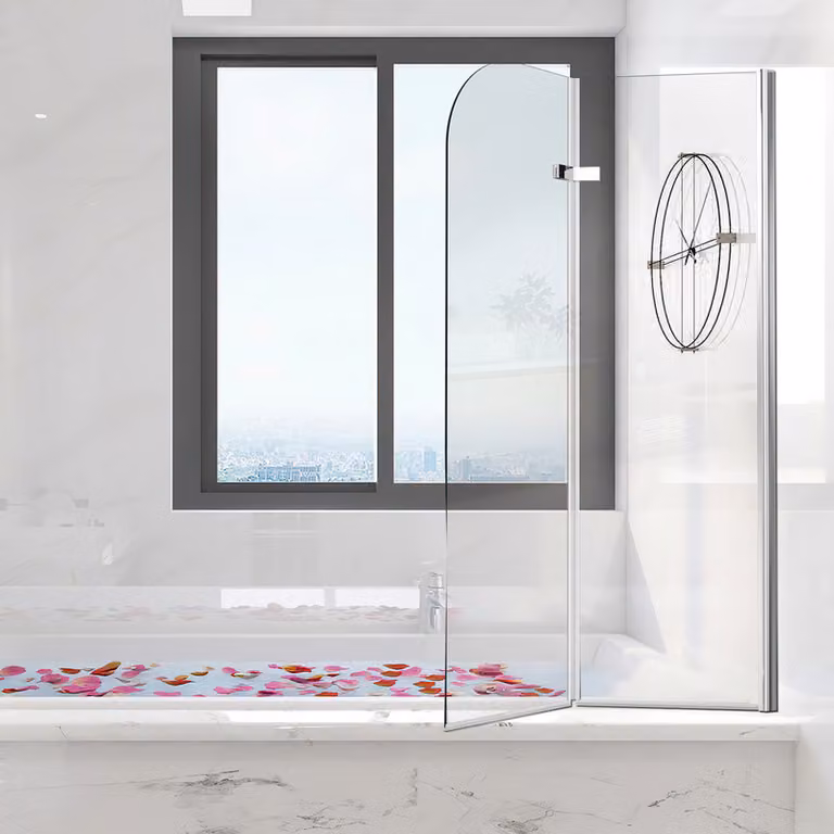 Clanmacy cabina doccia schermo pieghevole per vasca da bagno vasca allegato schermo doccia in 6 mm NANO facile pulire vetro 2 pezzi pieghevole 100 * 140 cm argento