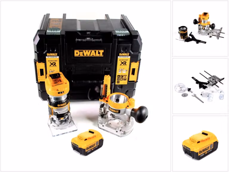 Fresa combinata a batteria DeWalt DCW 604 NT 18V 55mm + 1x batteria 4,0 Ah in TSTAK - senza caricabatterie