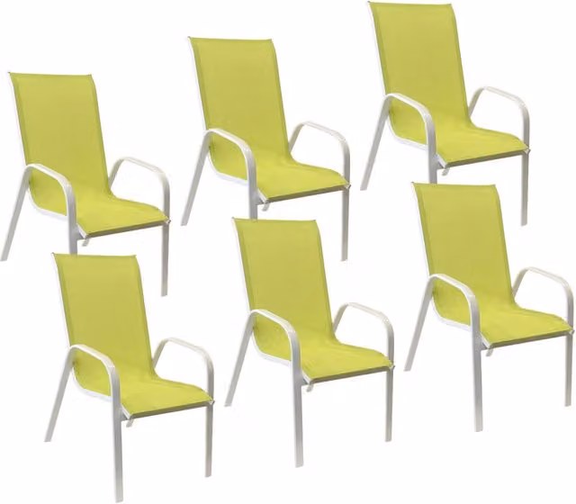Set di 6 sedie MARBELLA in textilene verde - alluminio bianco