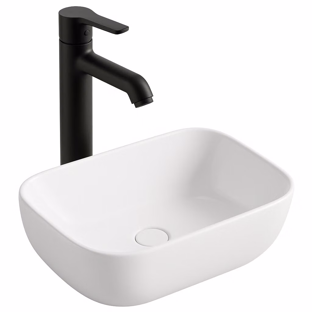 Lavabo ovale in Vetroceramica, bianco lucido, per piano lavabo, 37 x 25,5 cm