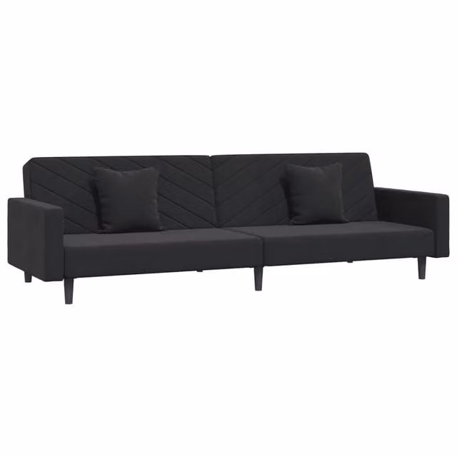 Divano letto | Sof¨¤ letto | Letto singolo a 2 Posti con 2 Cuscini Nero in Velluto