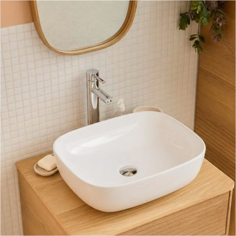 Lavabo ovale da appoggio in Vetroceramica DIEGO