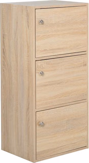 HOMCOM Armadio Multiuso a 3 Piani con Ante e Maniglie Tonde, Mobile Legno Organizzatore Casa Ufficio Soggiorno, 48x34x100cm, Color Legno  Aosom Italy