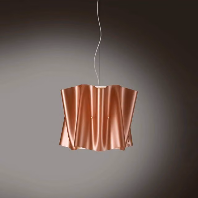 Lampada a sospensione moderna Folio Linea Zero in rame e metallo cromo, diametro: 40 cm, attacco E27