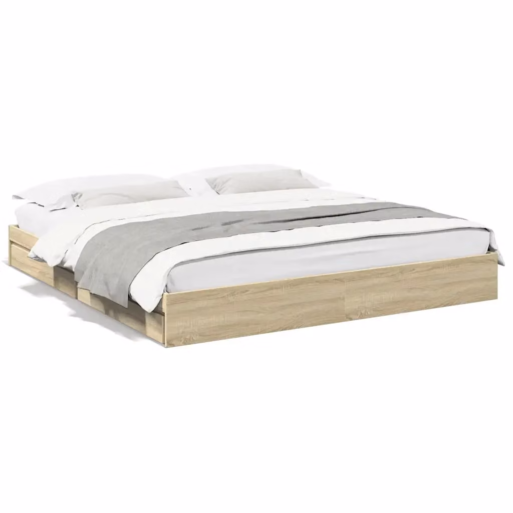 Letto con cassetti vidaXL in legno Rovere Sonoma L: 180 cm, P: 200 cm, H: 203 cm – 2