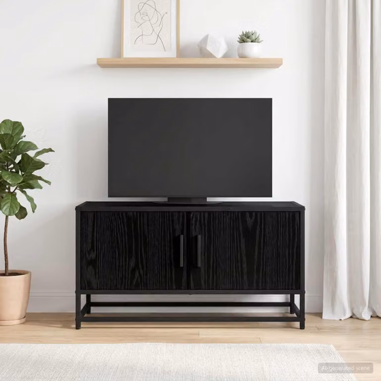 Mobile TV moderno vidaXL in legno ingegnerizzato nero, L 80 cm x P 34,5 cm x H 40 cm