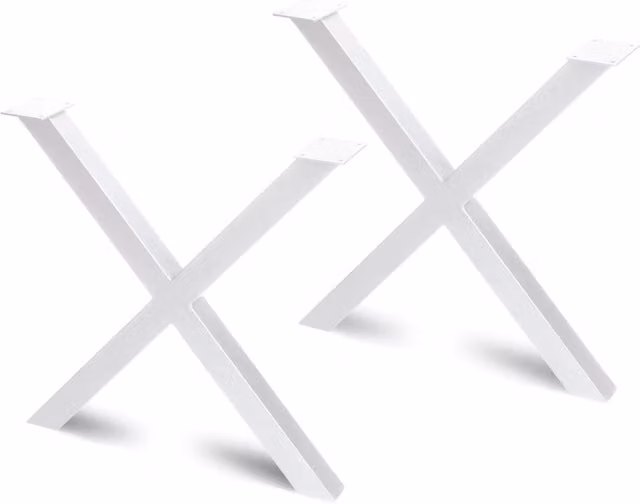 Set di gambe Cross per tavolo Emuca in metallo verniciato bianco, Altezza: 69,5 cm