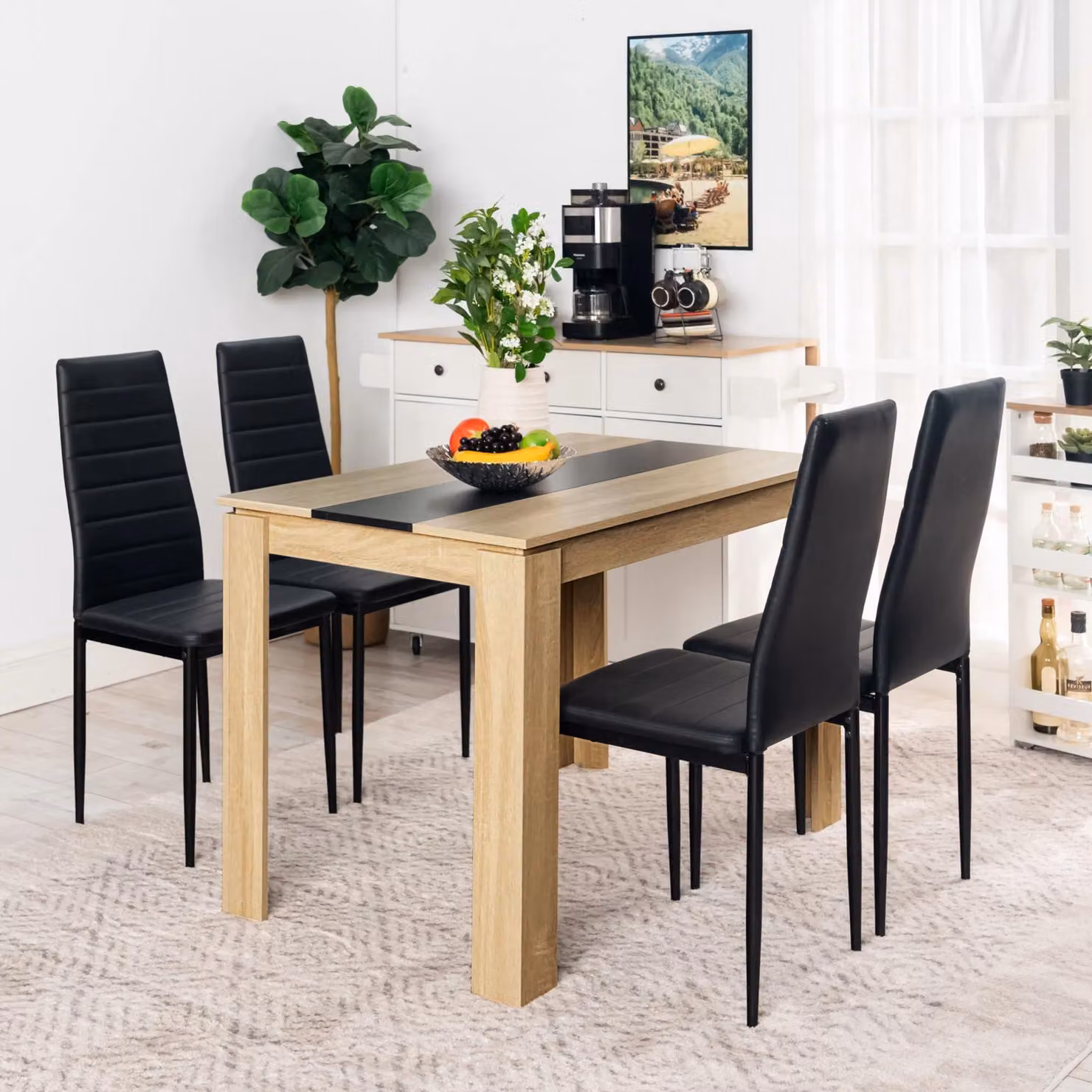 Tavolo da pranzo in legno, design minimalista, dimensioni 110 x 70 x 75 cm, adatto per 4 persone, ideale per cucina e sala da pranzo