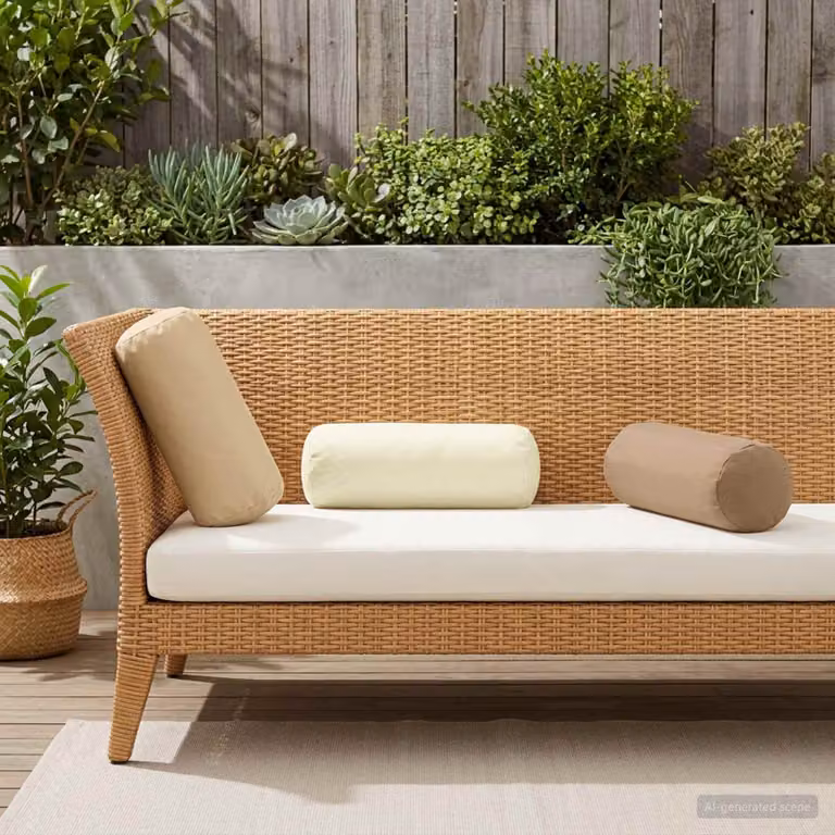 Set di 6 federe vidaXL HEERLEN beige in poliestere, forma ovale, Ø 15 x 40 cm