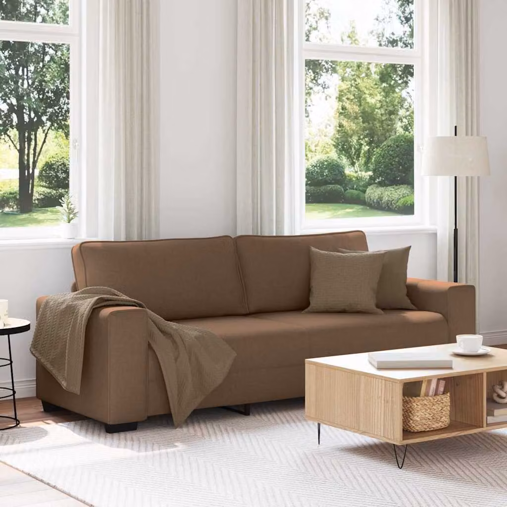 vidaXL Divano a 3 Posti Marrone 220x77x82 cm in Tessuto