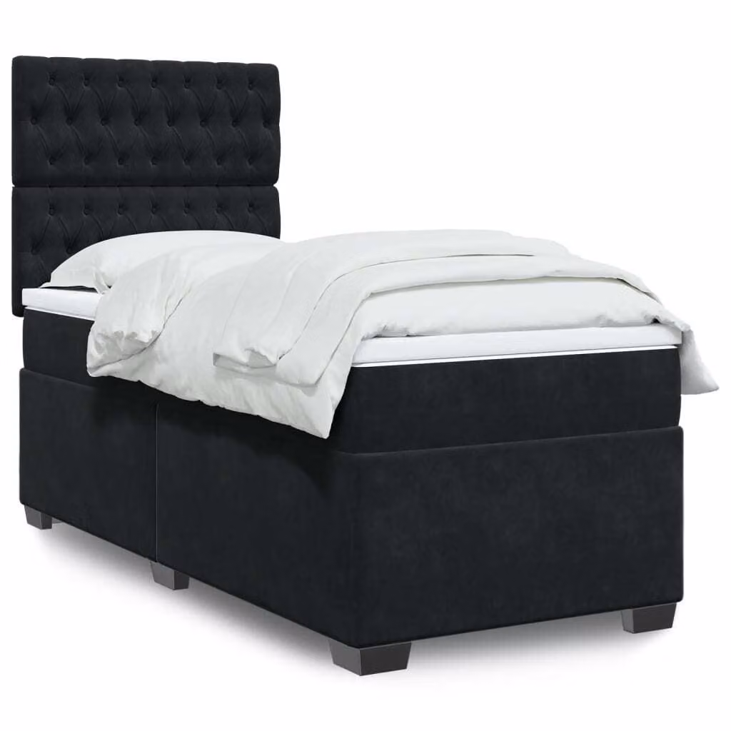 Maison Exclusive - Giroletto a Molle con Materasso Nero 100x200 cm in Velluto