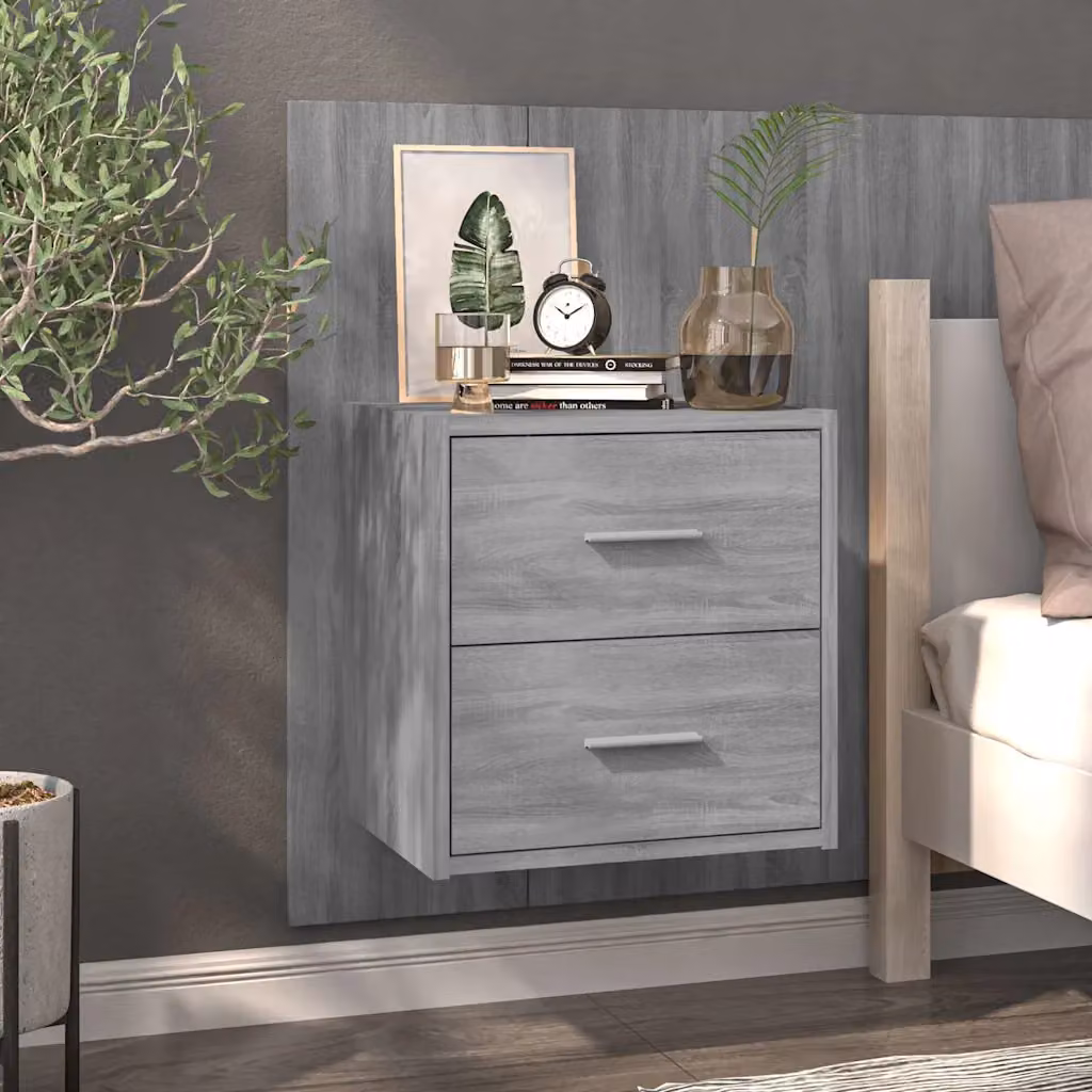 vidaXL Comodino a Muro Moderno Grigio Sonoma
