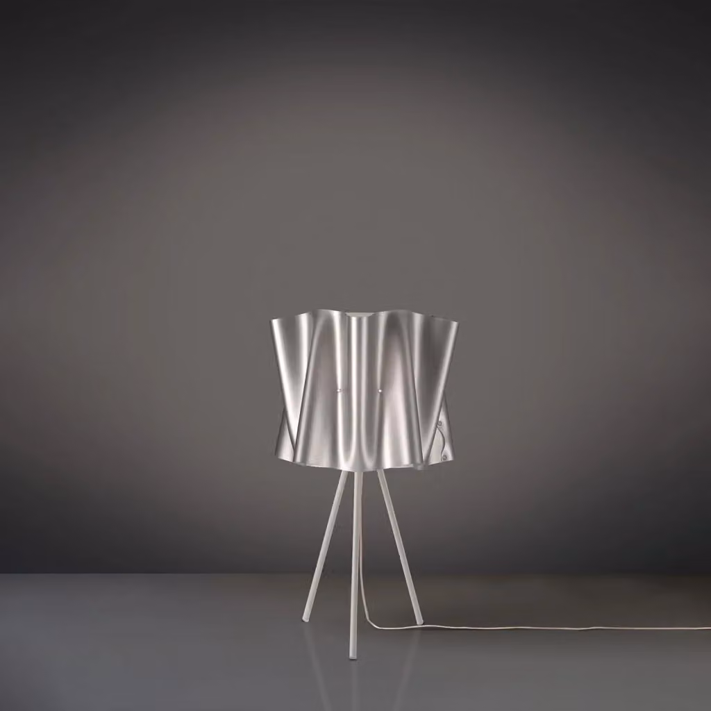 Lampada da scrivania moderna Linea Zero Polilux in metallo e plastica color argento con attacco E27 – 2