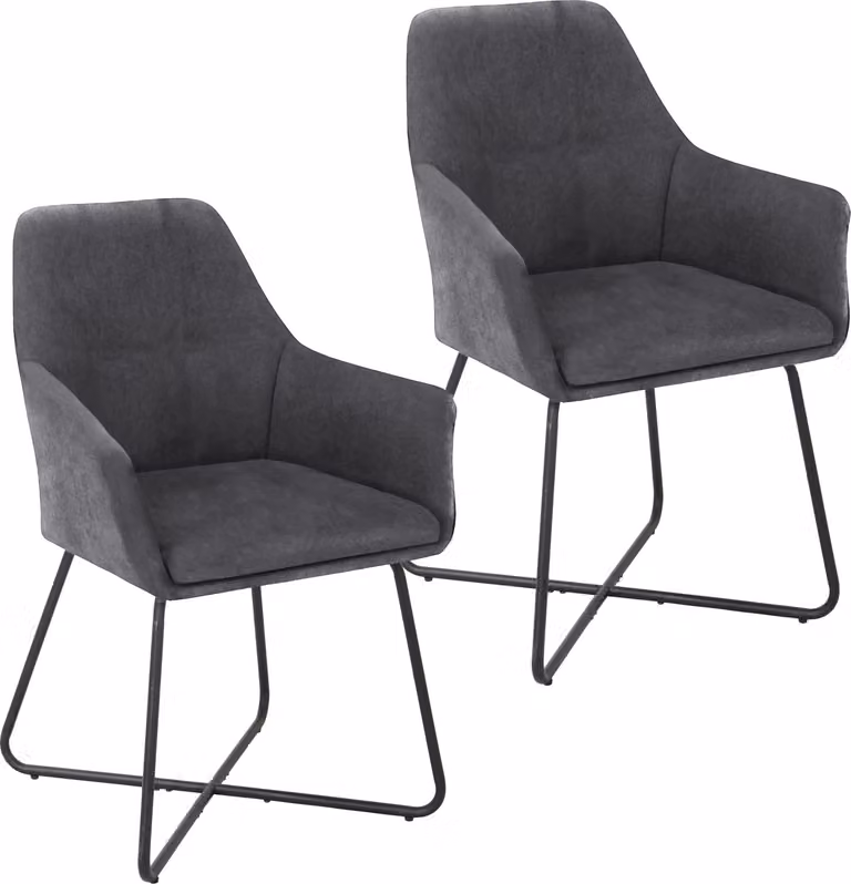 SVITA JOSIE Set da 2 sedie da pranzo, poltrona, sedia imbottita, grigio scuro