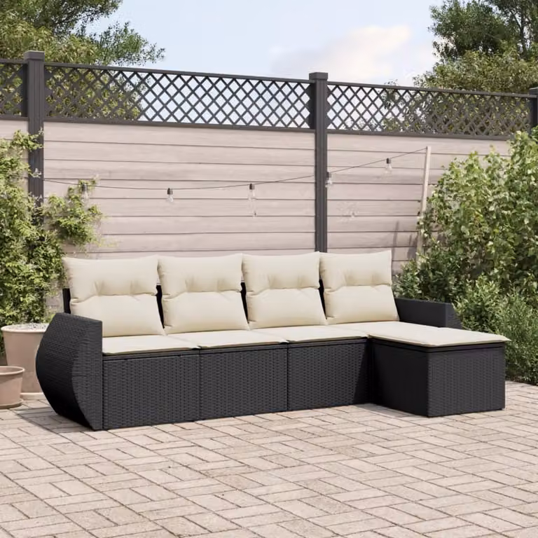 Maison Exclusive - Set Divani da Giardino 5 pz con Cuscini in Polyrattan Nero