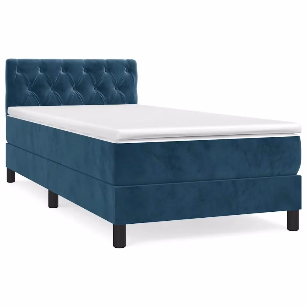 Letto Ibrido con Giroletto a Molle e Materasso vidaXL in Velluto Blu Scuro e Bianco L/P/H: 203 x 80 x 78 cm – 2