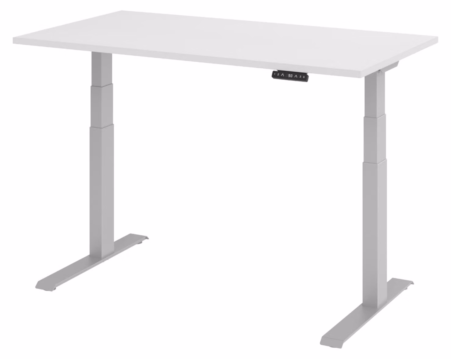Scrivania elettrica bümö modello XDKB - Finitura: bianco, struttura: argento, dimensioni: 140 x 80 cm