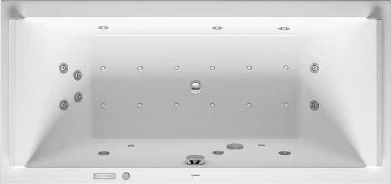 Duravit Starck Bains à remous, à encastrer, double dos inclinés, bâti-support, garniture de vidage et de trop-plein chrome, Combi-Système E, 1800x800mm, 760338000CE1000, 760338000CE1000