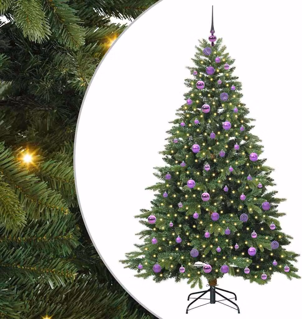 Albero di Natale artificiale con 300 LED Verde 180 cm PE e PVC