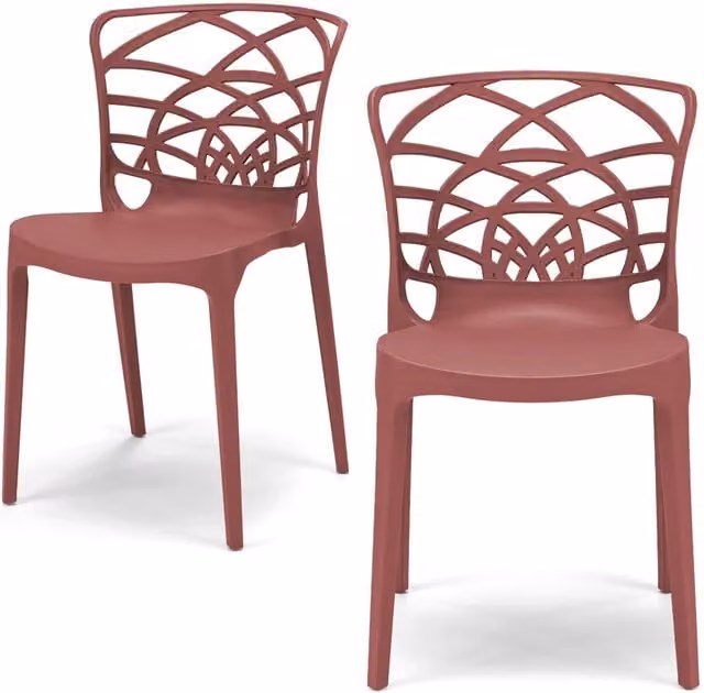 Set di 2 sedie impilabili ARMONIA Redokasa in polipropilene, design moderno, colore Mattone