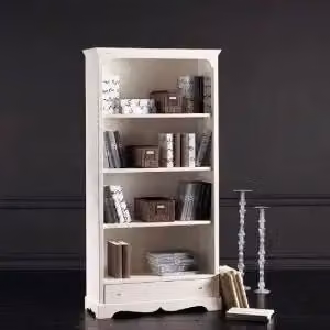 Libreria graffa in legno Shabby chic laccato bianco anticato