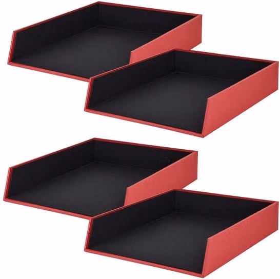 Archivio per DIN A4, rosso, 4 pezzi, scatole archivio stivocabili, cartella per lettere 26 x 6 x 32 cm