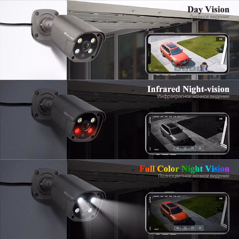 Sistema di videosorveglianza a 8 canali con registratore NVR - 6 telecamere PoE da 5 MP - Grado di protezione IP66 (resistente all'acqua)