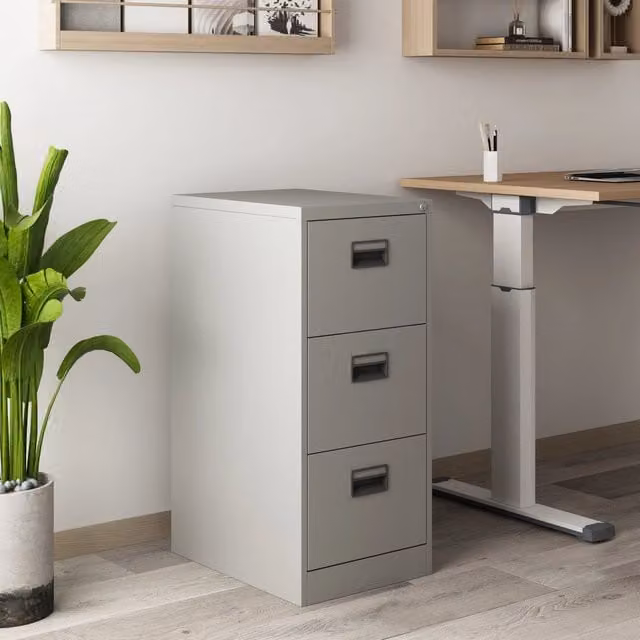 Cassettiera Rääkkylä en.casa in acciaio con 3 cassetti, stile industriale, Grigio, L: 103 cm, P: 45 cm, H: 62 cm