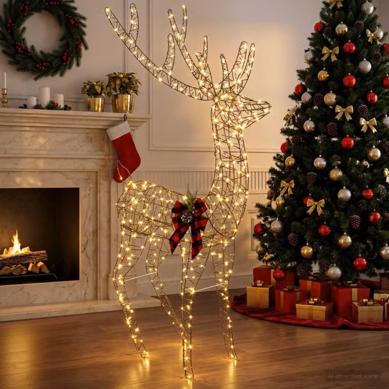 vidaXL Renna di Natale 3D LOVIISA 560 LED Bianco caldo