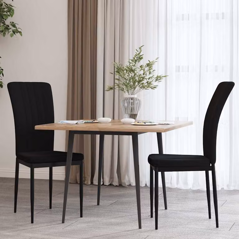 Set di 2 sedie da pranzo vidaXL in velluto nero per soggiorno e cucina