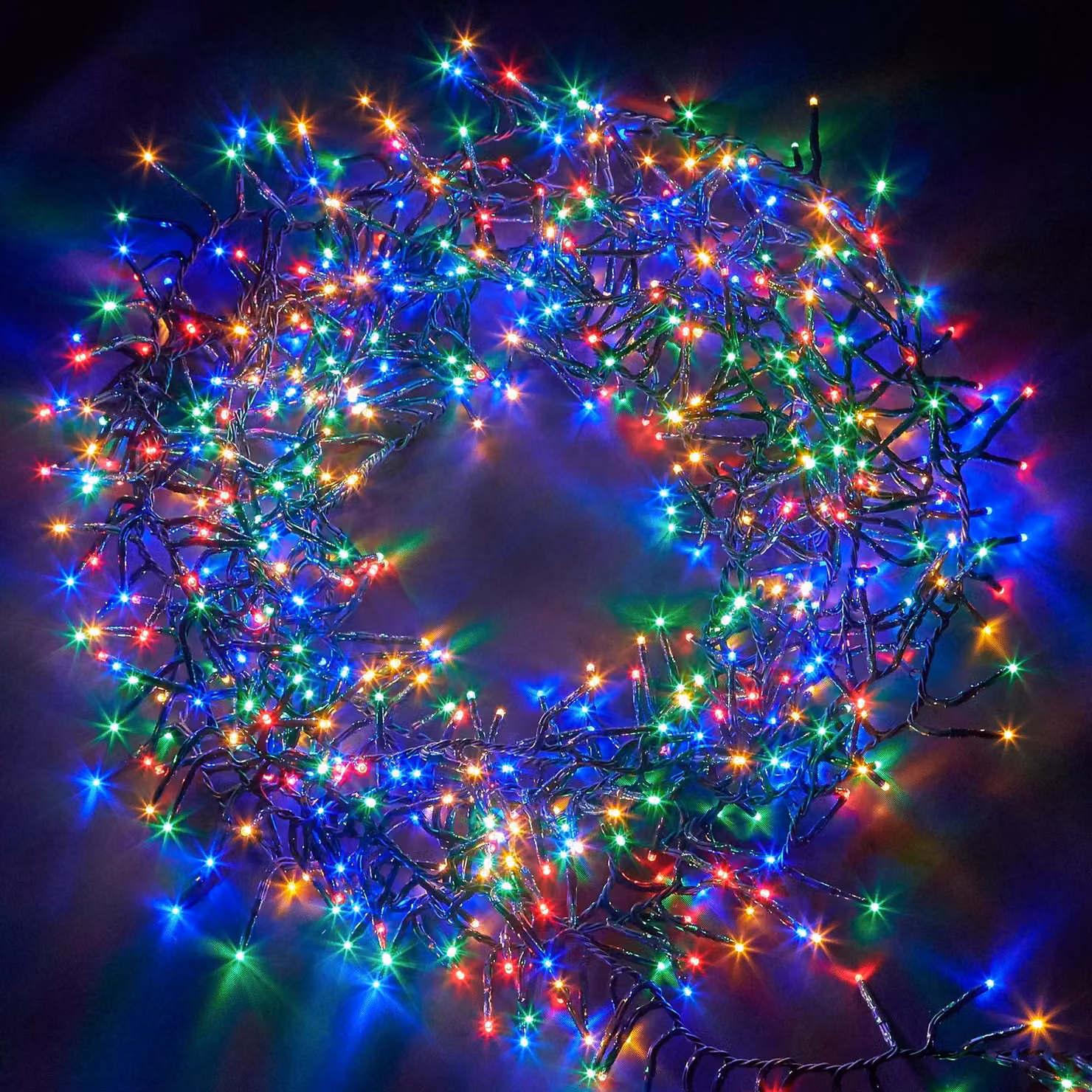 Catena luminosa a LED a grappolo, 1000 LED, 12 metri, con timer e 8 modalità di illuminazione, multicolore