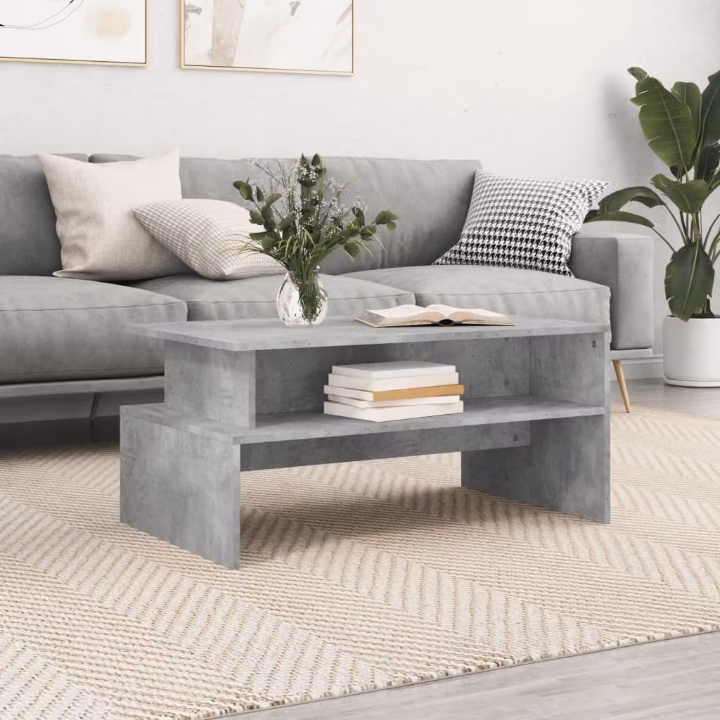 vidaXL Tavolino da caffè grigio cemento 90x55x42,5 cm materiale a base di legno - Tavolino da caffè - Tavolini da caffè - Tavolino basso - Tavolo