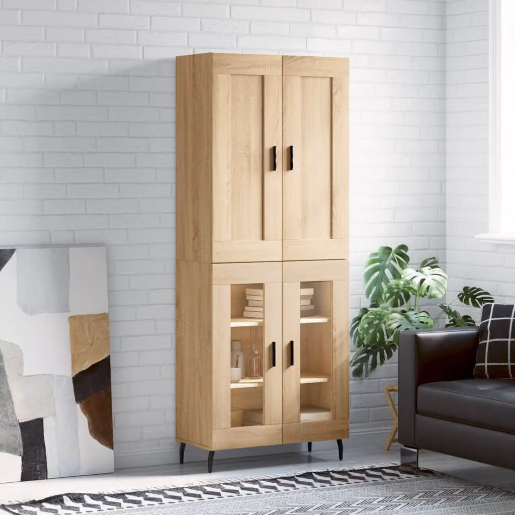Credenza vidaXL in Rovere Sonoma e Legno Multistrato, Colore Marrone, L 69,5 cm x P 34 cm x H 180 cm