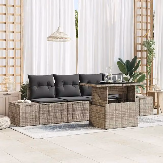 Set Divano da Giardino 5 pz Grigio 3357822