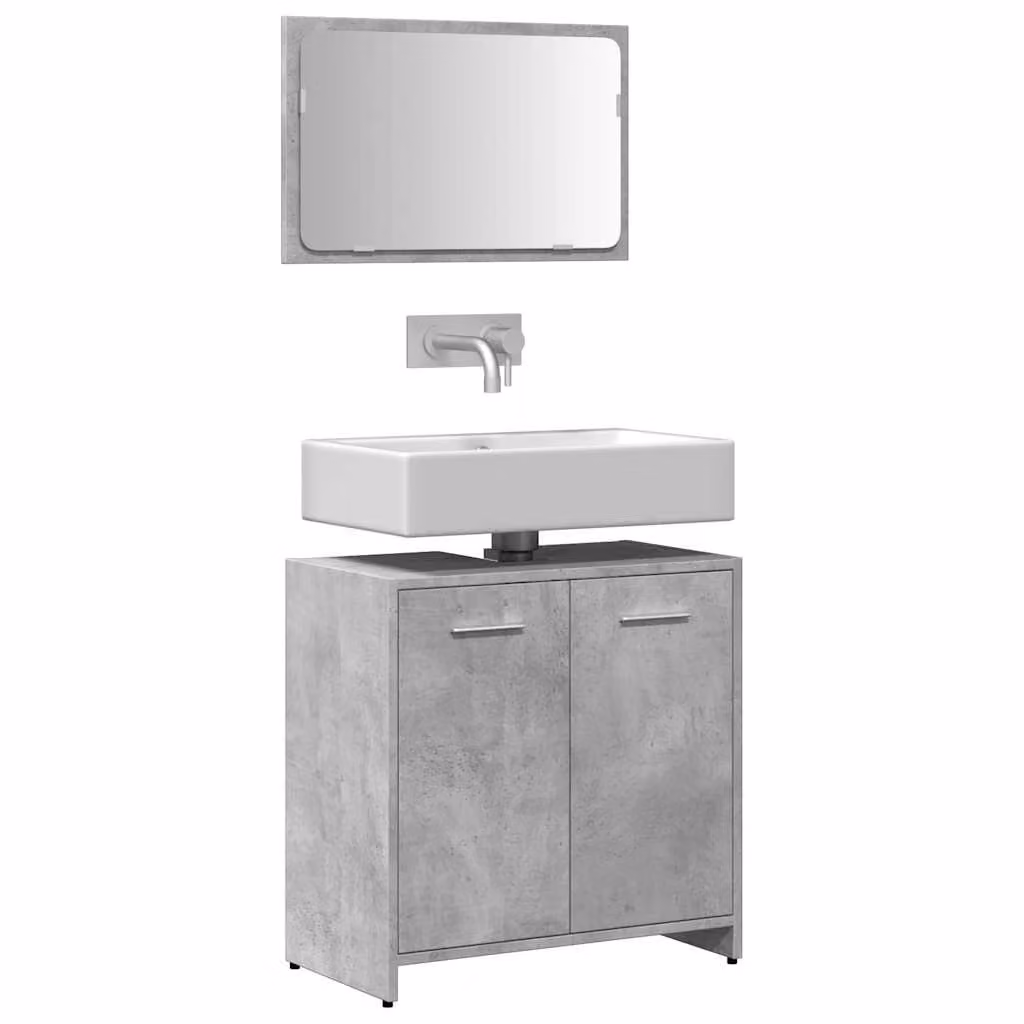Mobile da bagno con specchio vidaXL in grigio con finitura opaca e legno multistrato L: 60 cm, P: 33 cm, H: 60 cm