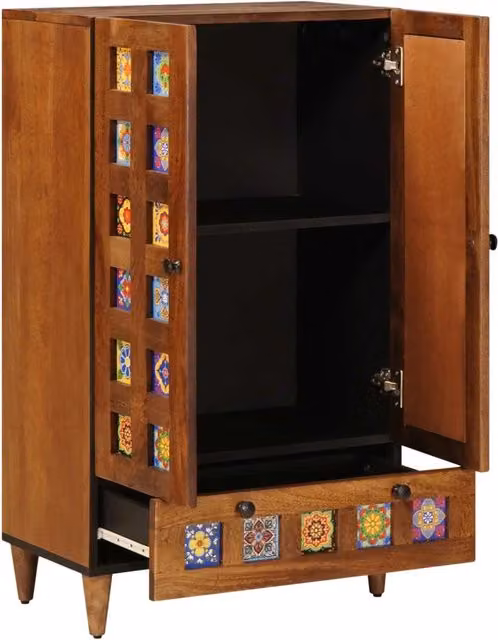 Credenza | Madia | Buffet da pranzo | Armadio da pranzo Noce 60 x 33,5 x 100 cm Legno di mango massello