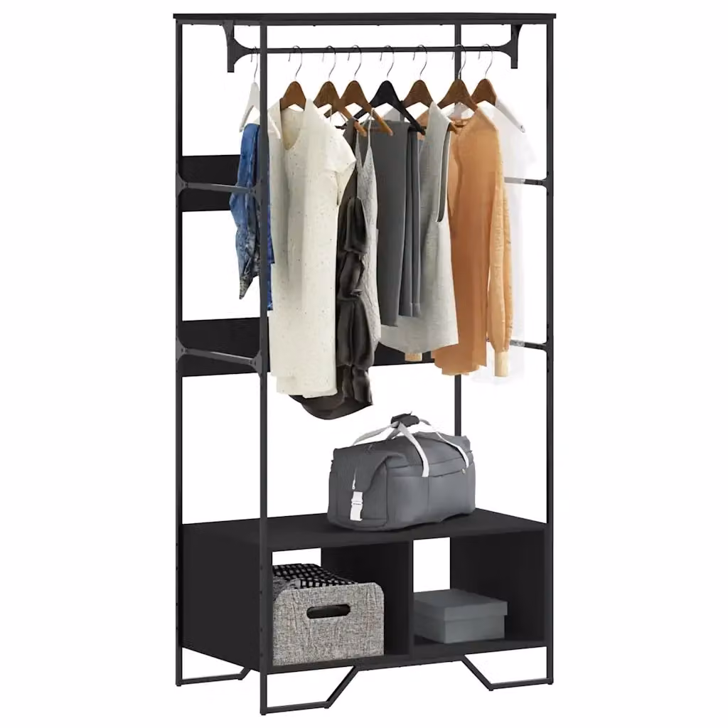 Armadio Nero Design In in Truciolato e Metallo per Camera da Letto L/P/H: 90 x 50 x 180 cm – 2