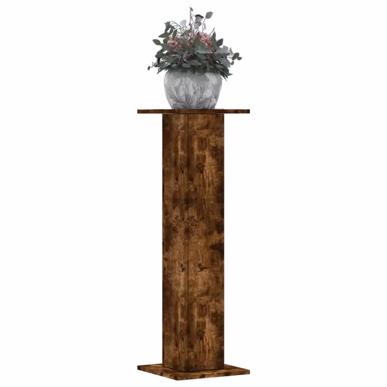 Set di 2 supporti per piante vidaXL in truciolato color rovere fumo, L/P/H: 30 x 30 x 95 cm