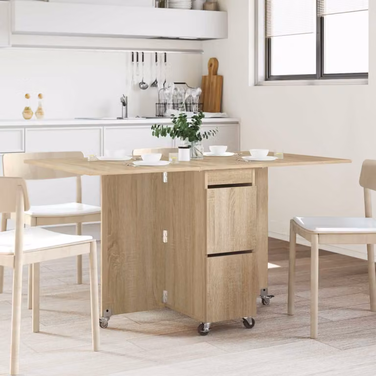 vidaXL Tavolo da Pranzo Moderno Rettangolare Estensibile in Legno Ingegnerizzato Marrone L/P/H: 140 x 80 x 77 cm