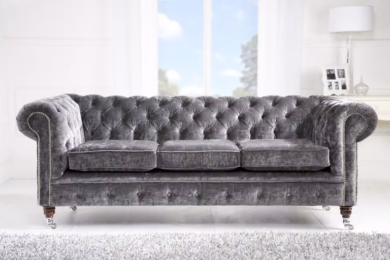 Luxus Samt Chesterfield Sofa Couch Polster Sitz Couchen Sofas 3Sitzer Textil