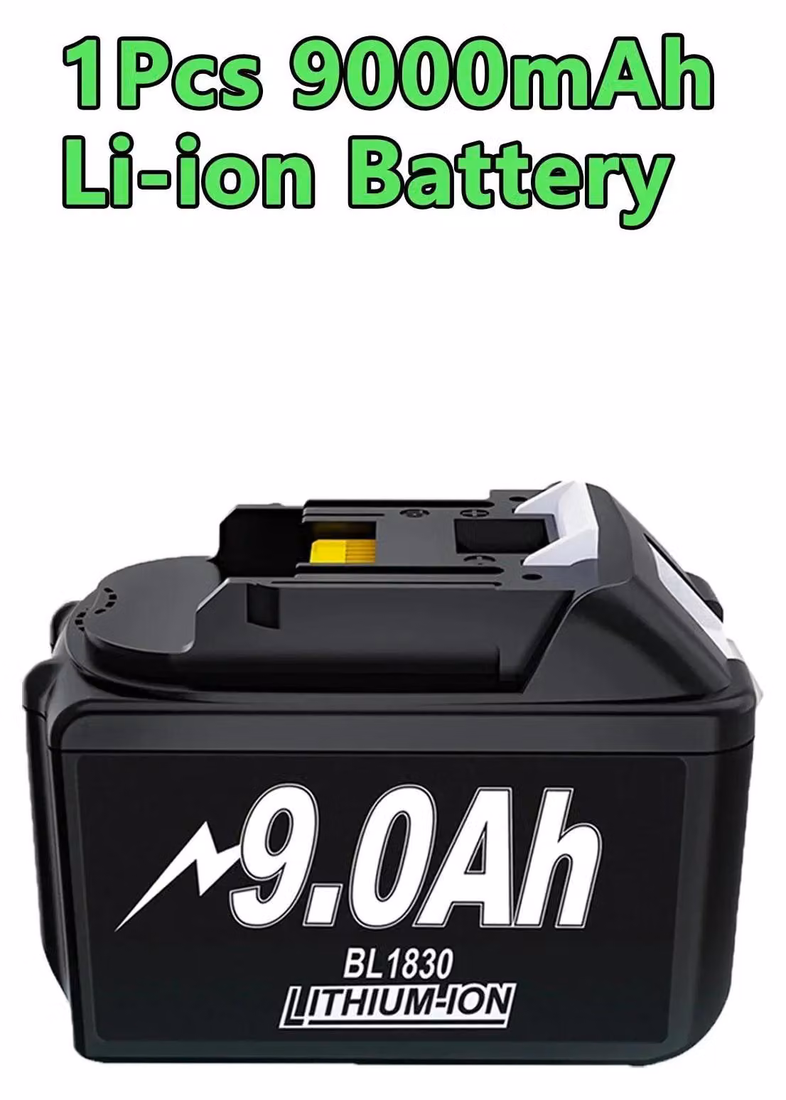 Batteria per BL1830, BL1840, BL1850, BL1860, 18V - Batteria di ricambio agli ioni di litio - Alta capacità, 9000mAh - 1 pezzo - Con caricabatterie