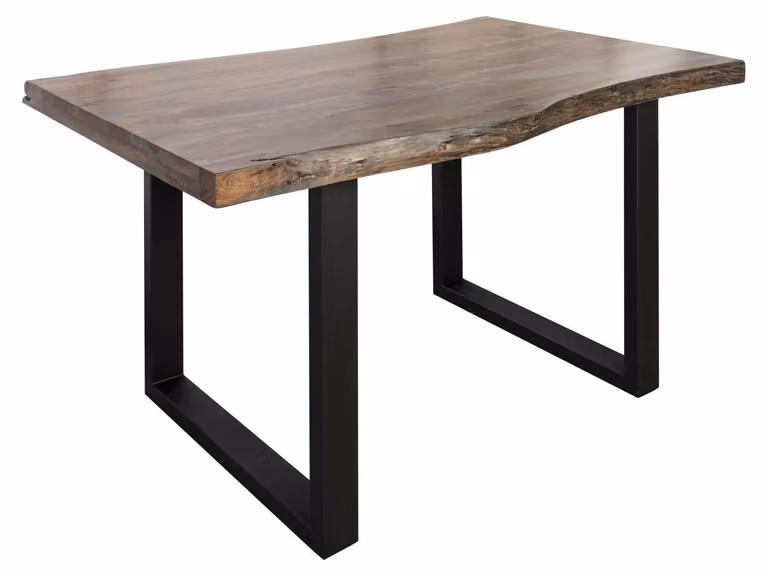 MASSIVMOEBEL24 | FREEFORM 5 Tavolo da pranzo in legno di acacia - laccato grigio /gambe in ferro - antracite mat 140x90x77