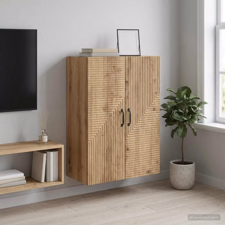 vidaXL Mobiletto a muro moderno marrone in legno e metallo con ante a battente L: 66 cm, P: 34,5 cm, H: 90 cm